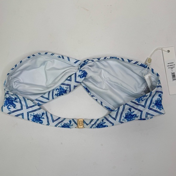 NWT CAROLINE CONSTAS Blue Toile Evie Bandeau Bikini Top Mykela Bikini Bottom LG - Picture 11 of 16